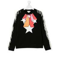 Stella McCartney Kids Moletom com franjas e estampa de estrelas - Preto