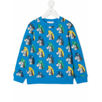 Stella McCartney Kids Moletom de algodão orgânico com estampa de zebra - Azul