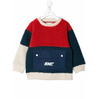 Stella McCartney Kids Suéter color block com bolso frontal - Azul