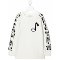 Stella McCartney Kids Suéter com padronagem de notas musicais - Branco