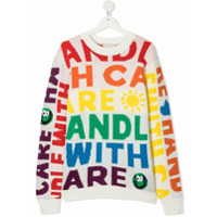 Stella McCartney Kids Suéter com padronagem Handle With Care - Branco