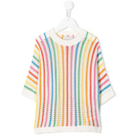 Stella McCartney Kids Suéter de tricô com listras arco-íris - Branco