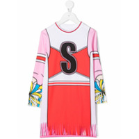 Stella McCartney Kids Vestido com franjas e estampa cheerleader - Rosa