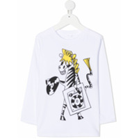 Stella McCartney Kids zebra DJ print long-sleeved T-shirt - Branco
