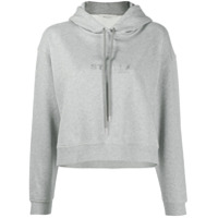 Stella McCartney Moletom cropped de capuz com placa de logo - Cinza