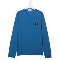 Stone Island Junior Blusa com patch de logo - Azul