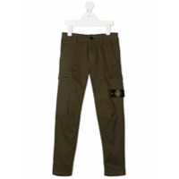 Stone Island Junior Calça cargo com patch de logo - Verde
