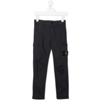 Stone Island Junior Calça com detalhe de patch de logo - Azul