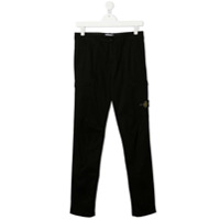 Stone Island Junior Calça com patch de logo - Preto