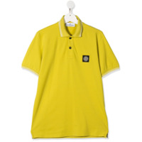Stone Island Junior Camisa polo com patch de bússola - Amarelo
