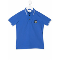 Stone Island Junior Camisa polo com patch de logo - Azul