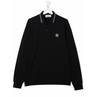 Stone Island Junior Camisa polo com patch de logo - Azul