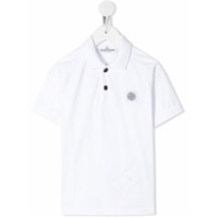 Stone Island Junior Camisa polo com patch de logo - Branco