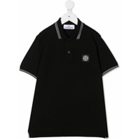 Stone Island Junior Camisa polo com patch de logo - Preto