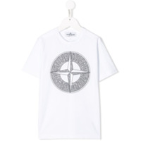 Stone Island Junior Camiseta de algodão com estampa de logo - Branco