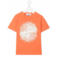 Stone Island Junior Camiseta de algodão com estampa de logo - Laranja