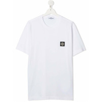 Stone Island Junior Camiseta decote careca com patch de logo - Branco