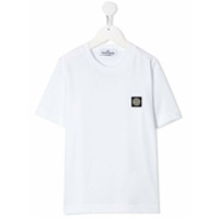 Stone Island Junior Camiseta gola redonda com patch de logo - Branco