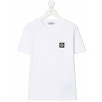 Stone Island Junior Camiseta gola redonda com patch de logo - Branco