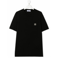 Stone Island Junior Camiseta mangas curtas com patch de logo - Preto