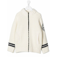 Stone Island Junior Cardigan de tricô pesado com zíper - Branco