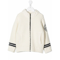 Stone Island Junior Cardigan de tricô pesado com zíper - Branco