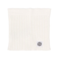 Stone Island Junior Gola canelada com patch de logo - Branco