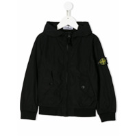 Stone Island Junior Jaqueta com zíper e capuz - Preto