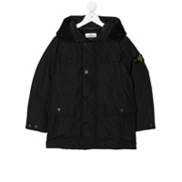 Stone Island Junior Jaqueta matelassê com capuz - Preto