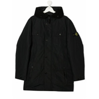 Stone Island Junior Jaqueta matelassê com capuz - Preto