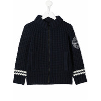 Stone Island Junior logo-patch waffle knit sweater - Azul