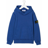 Stone Island Junior Moletom com capuz e patch de logo - Azul