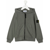 Stone Island Junior Moletom com capuz e zíper - Cinza