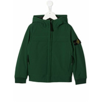 Stone Island Junior Moletom com capuz, logo e zÃ­per - Verde