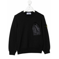 Stone Island Junior Moletom com patch de logo - Azul