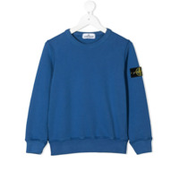 Stone Island Junior Moletom decote careca com patch de logo - Azul