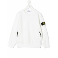 Stone Island Junior Moletom decote careca com patch de logo - Branco