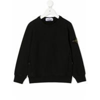 Stone Island Junior Moletom decote careca com patch de logo - Preto