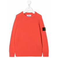 Stone Island Junior Suéter com patch de logo - Laranja