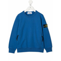 Stone Island Junior Suéter mangas longas com patch de logo - Azul