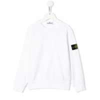 Stone Island Junior Suéter mangas longas com patch de logo - Branco