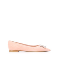 Stuart Weitzman Sapatilha com broche de cristais - Rosa