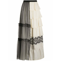 Sueundercover Saia longa com amarração e renda - Neutro