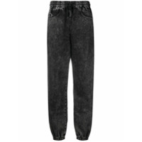 T By Alexander Wang Calça jeans reta com cós elástico - Preto