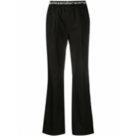 T By Alexander Wang Calça pantalona com logo no cós - Preto