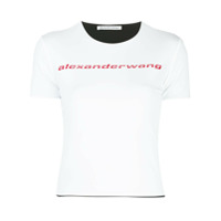 T By Alexander Wang Camiseta cropped com estampa de logo - Branco