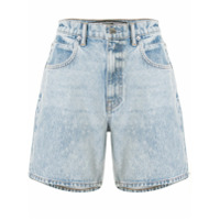 T By Alexander Wang Short jeans com patch de logo - Azul