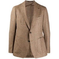 Tagliatore Blazer com padronagem xadrez de tricô - Marrom