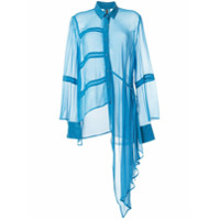 Taylor Camisa de seda translúcida assimétrica - Azul