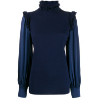 Teija Suéter manga longa com acabamento ondulado - Azul
